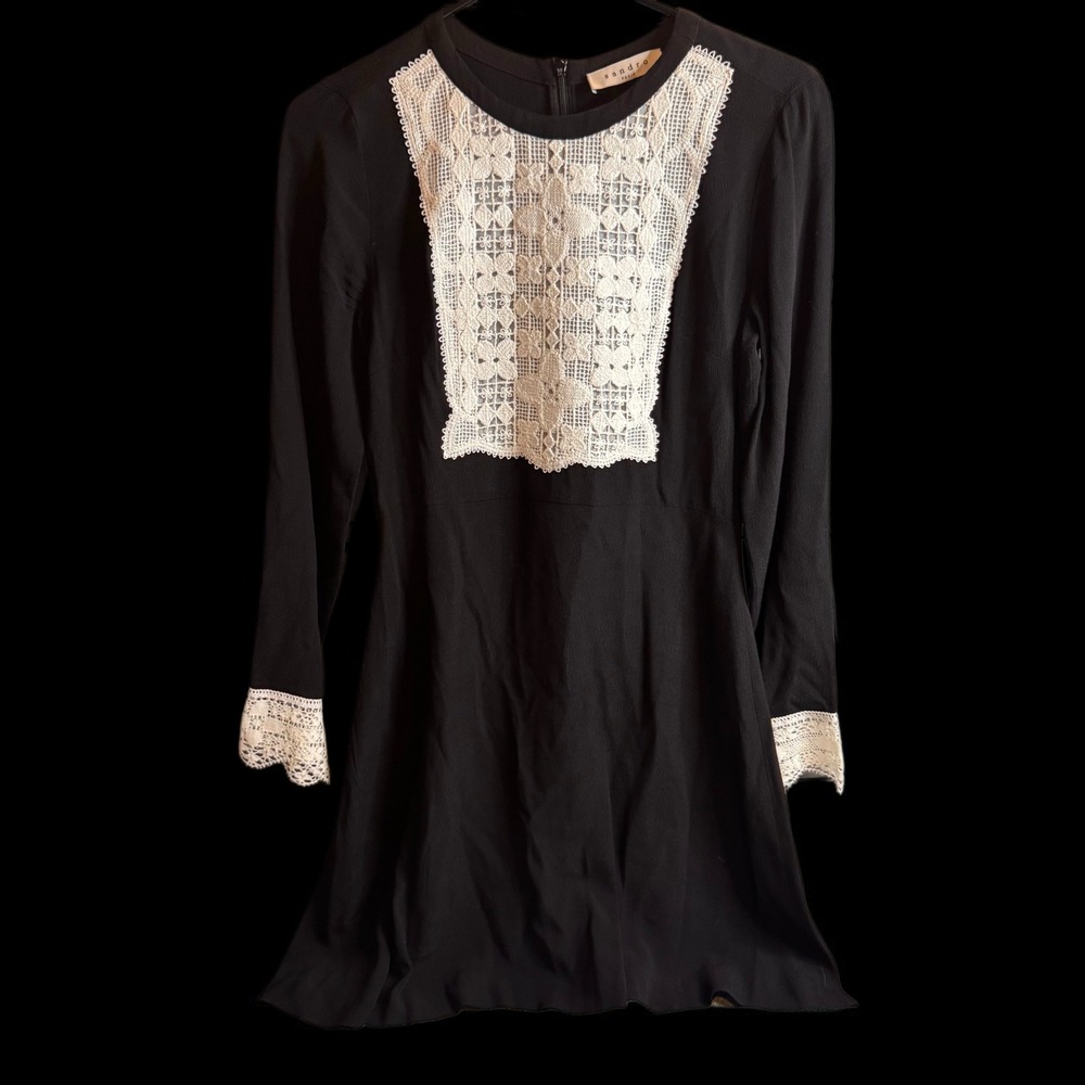 Sandro Black/White Lace Dress‎ US 
Size 1*OG Price $269.50* - Picture 2 of 4